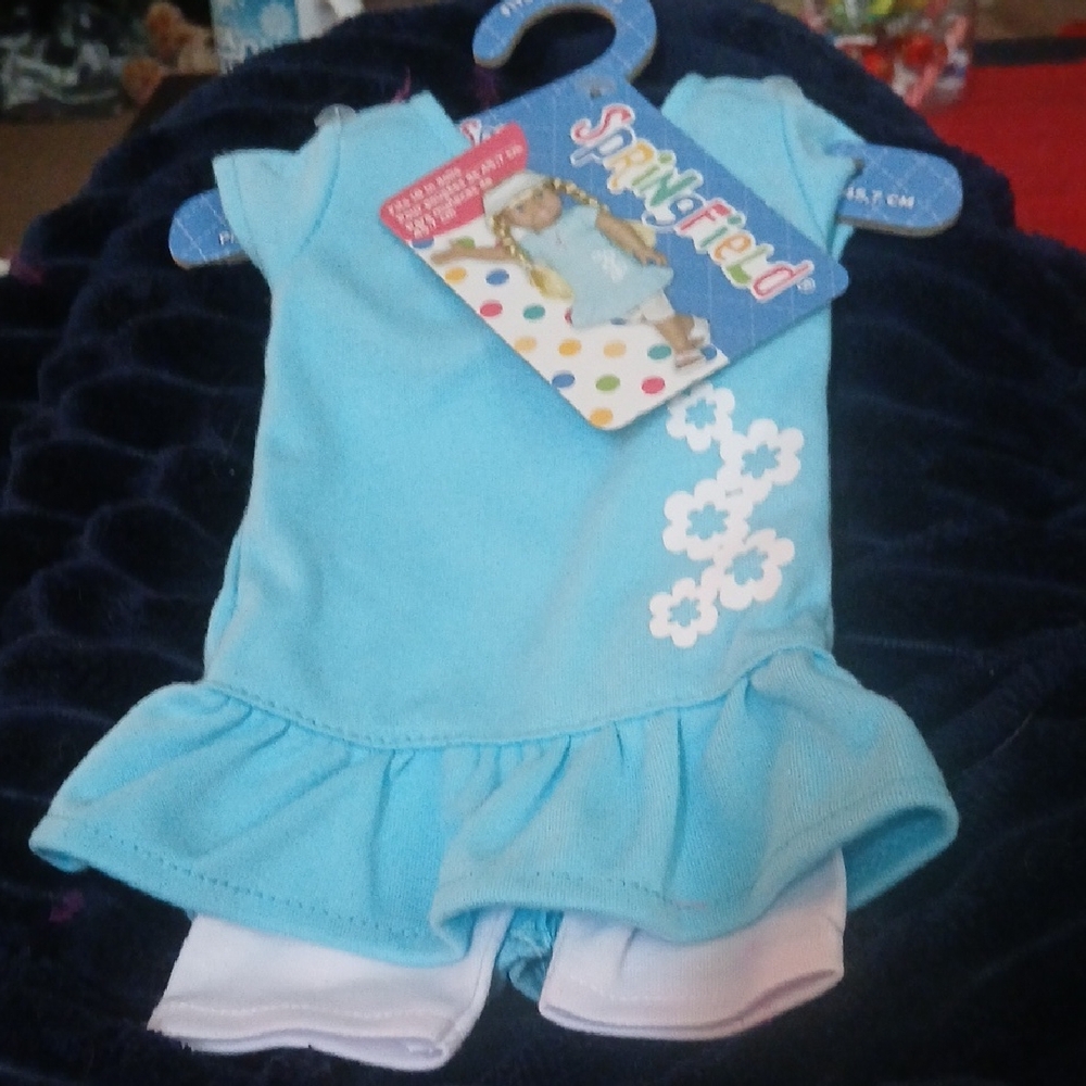 Blue Doll Dress with White Accents